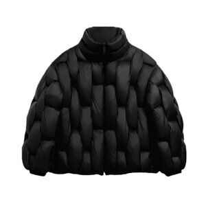 Octagon Black LARGE Men's Pentagon Puffer Winter Jacket NWT Warm Woven Boxy